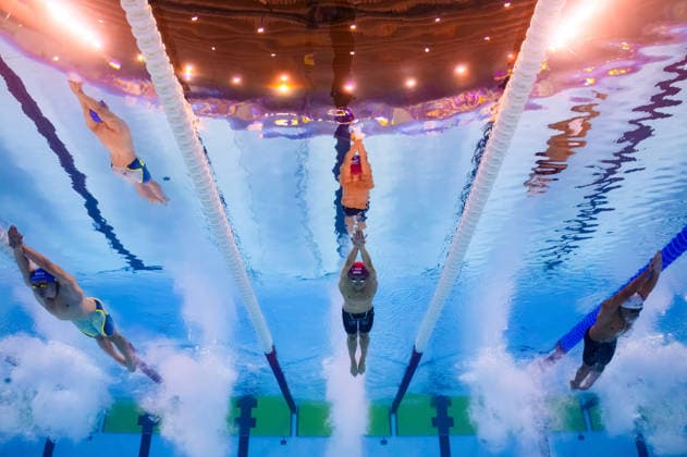 260812 Isak Dag Brisenfeldt of Faroe Islands, Marius Roscan of Switzerland and Nathan Cachia of Malta compete in men™s 100 meters butterfly swimming heats during day 13 of the 2026 European Aquatics Championships on August 12, 2026 in Saint-Denis. Photo: Joel Marklund BILDBYRAN kod JM JM0840 bbeng simning swimming svomming 2026 european aquatics championships em *** August 12, 2026: Isak Dag Brisenfeldt of the Faroe Islands, Marius Roscan of Switzerland, and Nathan Cachia of Malta compete in the men’s 100-meter butterfly swimming heats during Day 13 of the 2026 European Aquatics Championships on August 12, 2026 in Saint Denis. Photo by Joel Marklund. BILDBYRAN code JM JM0840 bbeng swimming 2026 European Aquatics Championships EM  Copyright: JOELxMARKLUND BB260812JM060