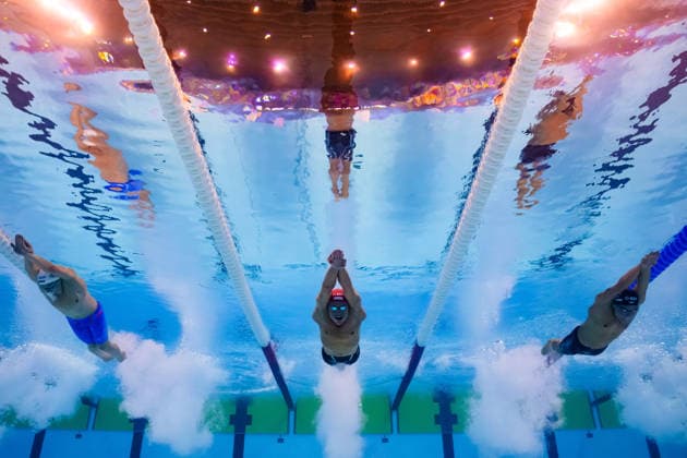 260812 Hubert Kos of Hungary, Noe Ponti of Switzerland and Simon Bucher of Austria compete in men™s 100 meters butterfly swimming heats during day 13 of the 2026 European Aquatics Championships on August 12, 2026 in Saint-Denis. Photo: Joel Marklund BILDBYRAN kod JM JM0840 bbeng simning swimming svomming 2026 european aquatics championships em *** August 12, 2026: Hubert Kos of Hungary, Noe Ponti of Switzerland, and Simon Bucher of Austria compete in the men’s 100-meter butterfly swimming heats during Day 13 of the 2026 European Aquatics Championships on August 12, 2026 in Saint Denis. Photo by Joel Marklund. BILDBYRAN code JM JM0840 bbeng swimming 2026 European Aquatics Championships EM  Copyright: JOELxMARKLUND BB260812JM064