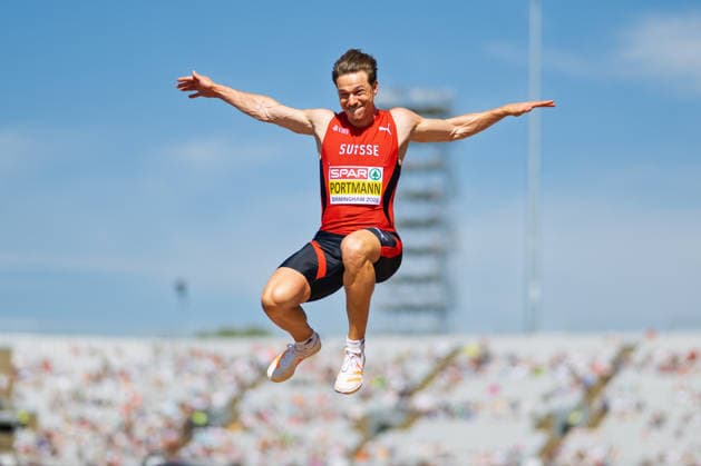 BIRMINGHAM, UNITED KINGDOM - AUGUST 12: Nino Portmann of Switzerland competes in the Men s Decathlon Long Jump during the European Athletics Championships at Alexander Stadium on August 12, 2026 in Birmingham, United Kingdom. England United Kingdom Copyright: xBEAUTIFULxSPORTS TobiasxLacknerx