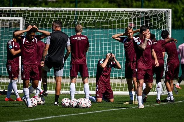 RSC Anderlecht Europa League - training session Anderlecht players pictured during a training session of Belgian football team RSC Anderlecht, in preparation of the upcoming return game against Greek football team PAOK Saloniki in the third qualifying round of the 2026 27 UEAFA Europa League, on Wednesday 12 August 2026 in Neerpede, Anderlecht. ANDERLECHT BELGIUM  Copyright: xEliasxRomx