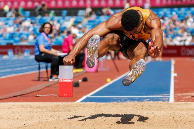 BIRMINGHAM, GREAT BRITAIN - AUGUST 12, 2026: Leo NEUGEBAUER (GER Germany) competing in the long jump of the decathlon during the European Athletics Championships at Alexander Stadium on August 12, 2026 in Birmingham, Great Britain. Great Britain Copyright: xAxelxKohringx