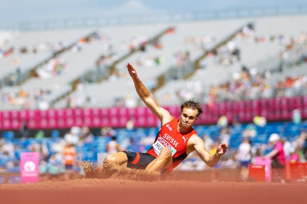 BIRMINGHAM, UNITED KINGDOM - AUGUST 12: Andrin Huber of Switzerland competes in the Men s Decathlon Long Jumop during the European Athletics Championships at Alexander Stadium on August 12, 2026 in Birmingham, United Kingdom. England United Kingdom Copyright: xBEAUTIFULxSPORTS TobiasxLacknerx