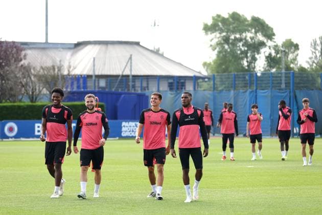 Tochi Chukwuani, Nicolas Raskin, Vanja Dragojevic and Dujon Sterling walk out for training ahead of tomorrow s Europa League qualifying match against Jagiellonia Bialystok. Rangers Training - The Rangers Training Centre, Glasgow, Lanarkshire, Scotland, UK - 12 Aug 2026Glasgow The Rangers Training Centre Lanarkshire United Kingdom  Copyright: xO Rourke RangersxFC Shutterstockx 17066919bx