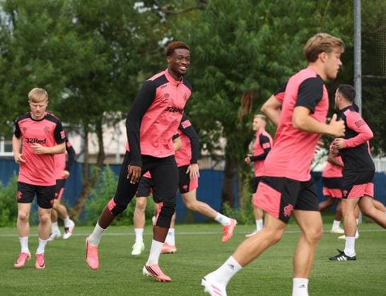 Emmanuel Fernandez and his team mates training ahead of tomorrow s Europa League qualifying match against Jagiellonia Bialystok. Rangers Training - The Rangers Training Centre, Glasgow, Lanarkshire, Scotland, UK - 12 Aug 2026Glasgow The Rangers Training Centre Lanarkshire United Kingdom  Copyright: xO Rourke RangersxFC Shutterstockx 17066919cn