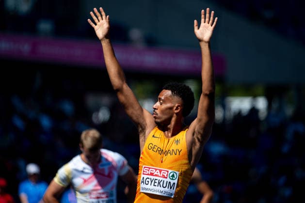 12.08.2026, GBR, Leichtathletik, Europameisterschaft 2026, Morgensession Tag 3, Birmingham Emil Agyekum ( Deutschland ) am Start, 400 Meter Hürden Herren, Halbfinale Birmingham Alexander Stadium England Großbritannien *** August 12, 2026, GBR, Track and Field, 2026 European Championships, Morning Session, Day 3, Birmingham: Emil Agyekum of Germany competes in the Men s 400-meter Hurdles Semifinals at Alexander Stadium in Birmingham, England, United Kingdom Copyright: xNordphoto Memmlerx