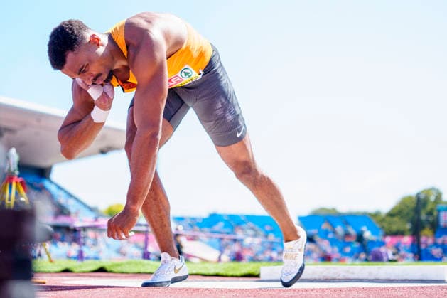 BIRMINGHAM, GREAT BRITAIN - AUGUST 12, 2026 : Leo NEUGEBAUER (GER Germany) competing in the shot put in the decathlon during the European Athletics Championships at Alexander Stadium on August 12, 2026 in Birmingham, Great Britain. Great Britain Copyright: xLeahxKohringx