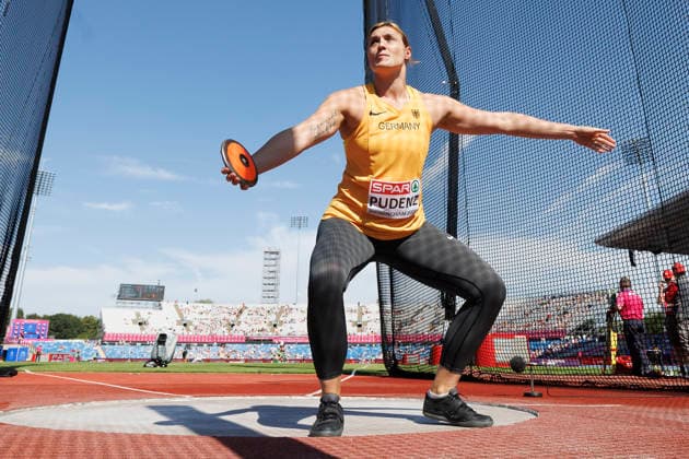 BIRMINGHAM, GREAT BRITAIN - AUGUST 12, 2026: Kristin PUDENZ (GER Germany) competing in the discus throw qualification round during the European Athletics Championships at Alexander Stadium on August 12, 2026 in Birmingham, Great Britain. Great Britain Copyright: xAxelxKohringx