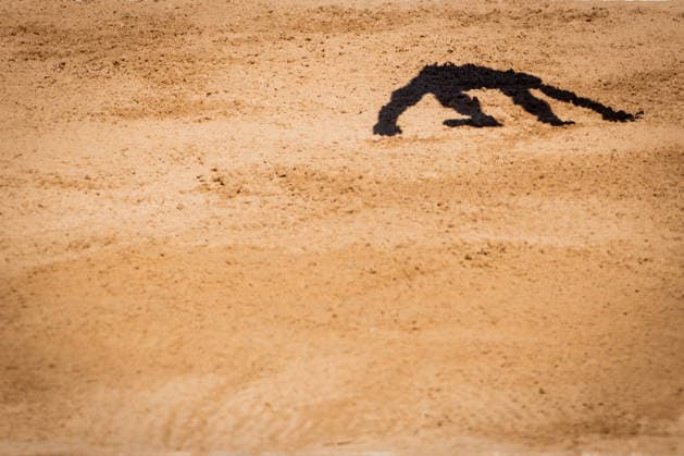 2026 European Athletics Championships, Alexander Stadium, Birmingham, England 12 8 2026 Men™s Long Jump Qualification Shadows created by the athletes during the Men™s Long Jump Qualification Shadows created by the athletes during the Men™s Long Jump Qualification 12 8 2026  Copyright: xx 0U6A9011