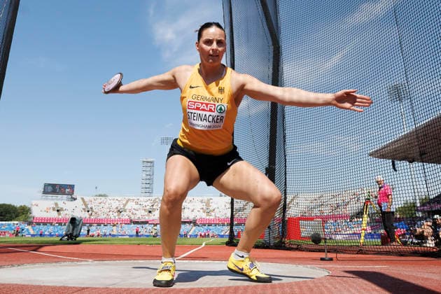 BIRMINGHAM, GREAT BRITAIN - AUGUST 12, 2026: Marike STEINACKER (GER Germany) competing in the discus throw qualification round during the European Athletics Championships at Alexander Stadium on August 12, 2026 in Birmingham, Great Britain. Great Britain Copyright: xAxelxKohringx
