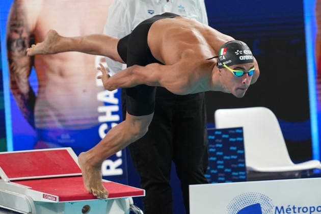 Carlos D Ambrosio from Italy at the Swimming European Aquatics Championships Paris 2026, Paris, August 12, 2026 .  Copyright: xGianxMattiaxD Alberto LaPressex