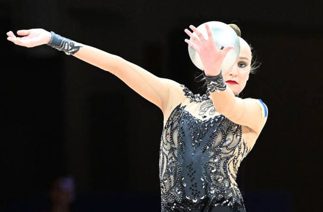 12.08.2026, xhbx, Rhythmische Sportgymnastik Weltmeisterschaft 2026, v.l. Polina Karika (Ukraine) Ball (DFL DFB REGULATIONS PROHIBIT ANY USE OF PHOTOGRAPHS as IMAGE SEQUENCES and or QUASI-VIDEO) Frankfurt am Main *** August 12, 2026, xhbx, 2026 Rhythmic Gymnastics World Championships, from left: Polina Karika, Ukraine, Ball. DFL and DFB regulations prohibit any use of photographs as image sequences and or quasi-video. Frankfurt am Main