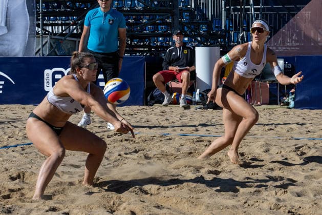 STARE JABLONKI, POLEN - AUGUST 12: Anna-Lena Grüne (Player 2, GER), Sandra Ittlinger (Player 1, GER) during the European Championships Beach volleyball, Beachvolleyball at Stare Jablonki on August 12, 2026 in Stare Jablonki, Polen. Polen Copyright: xPeterxWeberx