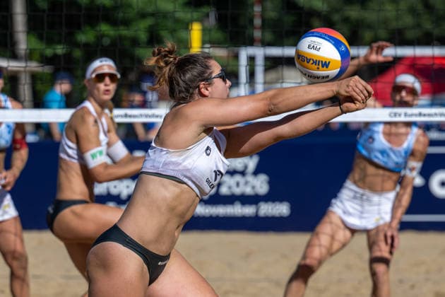 STARE JABLONKI, POLEN - AUGUST 12: Anna-Lena Grüne (Player 2, GER) during the European Championships Beach volleyball, Beachvolleyball at Stare Jablonki on August 12, 2026 in Stare Jablonki, Polen. Polen Copyright: xPeterxWeberx