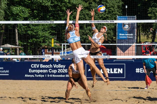 STARE JABLONKI, POLEN - AUGUST 12: Sandra Ittlinger (Player 1, GER) during the European Championships Beach volleyball, Beachvolleyball at Stare Jablonki on August 12, 2026 in Stare Jablonki, Polen. Polen Copyright: xPeterxWeberx