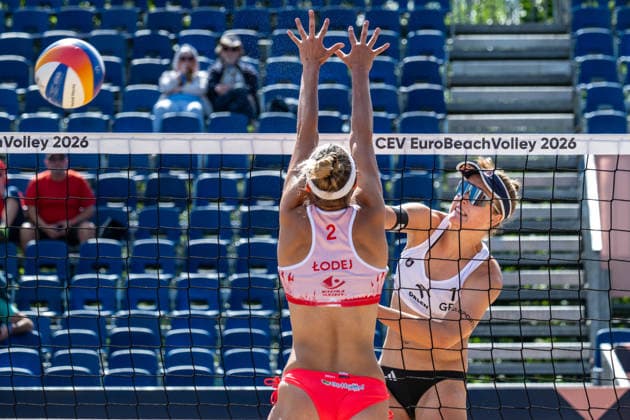 STARE JABLONKI, POLEN - AUGUST 12: Svenja Müller (Player 1, GER) during the European Championships Beach volleyball, Beachvolleyball at Stare Jablonki on August 12, 2026 in Stare Jablonki, Polen. Polen Copyright: xPeterxWeberx