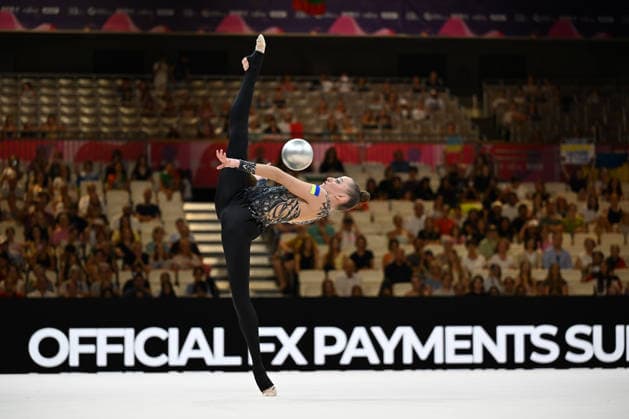 IPA87418031 - KARIKA Polina (UKR) performing her ball routine during the 42nd Rhythmic gymnastics, Rhythmische Sportgymnastik, RSG World Championships in Frankfurt am Main, Germany, on August 12, 2026  Copyright: xFilippoxTomasi IPAxSportx xx 87418031