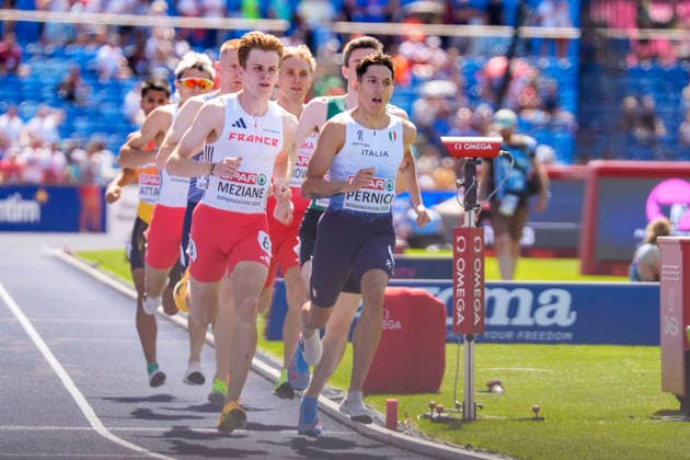 BIRMINGHAM, GREAT BRITAIN - AUGUST 12, 2026 : Yanis MEZIANE (FRA France) and Francesco PERNICI (ITA Italy) competing in the 800m semifinal during the European Athletics Championships at Alexander Stadium on August 12, 2026 in Birmingham, Great Britain. Great Britain Copyright: xLeahxKohringx