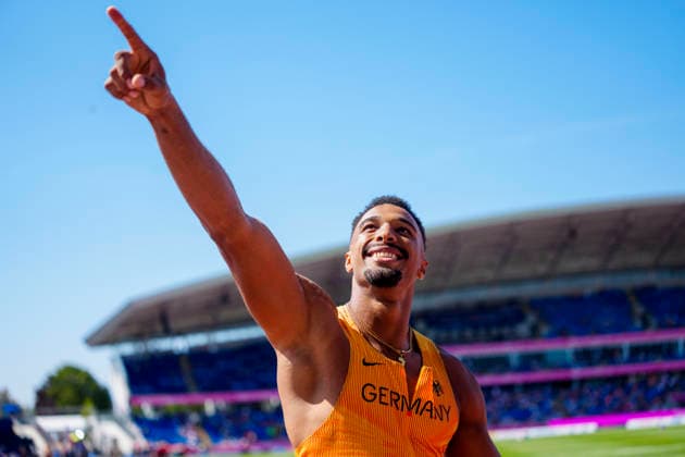 BIRMINGHAM, GREAT BRITAIN - AUGUST 12, 2026 : Leo NEUGEBAUER (GER Germany) competing in the long jump decathlon during the European Athletics Championships at Alexander Stadium on August 12, 2026 in Birmingham, Great Britain. Great Britain Copyright: xLeahxKohringx