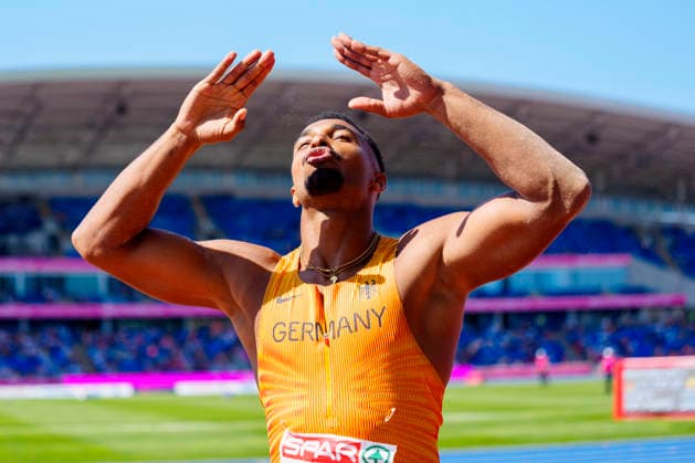 BIRMINGHAM, GREAT BRITAIN - AUGUST 12, 2026 : Leo NEUGEBAUER (GER Germany) competing in the long jump decathlon during the European Athletics Championships at Alexander Stadium on August 12, 2026 in Birmingham, Great Britain. Great Britain Copyright: xLeahxKohringx