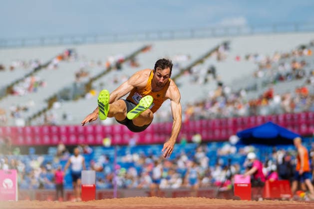 BIRMINGHAM, UNITED KINGDOM - AUGUST 12: Niklas Kaul of Germany competes in the Men s Decathlon Long Jump during the European Athletics Championships at Alexander Stadium on August 12, 2026 in Birmingham, United Kingdom. England United Kingdom Copyright: xBEAUTIFULxSPORTS TobiasxLacknerx