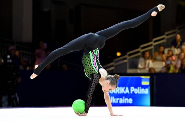 12.08.2026, xhbx, Rhythmische Sportgymnastik Weltmeisterschaft 2026, v.l. Taisilia Onofriichuk (Ukraine) mit Ball (DFL DFB REGULATIONS PROHIBIT ANY USE OF PHOTOGRAPHS as IMAGE SEQUENCES and or QUASI-VIDEO) Frankfurt am Main *** August 12, 2026, xhbx, 2026 Rhythmic Gymnastics World Championships, from left: Taisilia Onofriichuk of Ukraine with a ball. DFL and DFB regulations prohibit any use of photographs as image sequences and or quasi-video. Frankfurt am Main