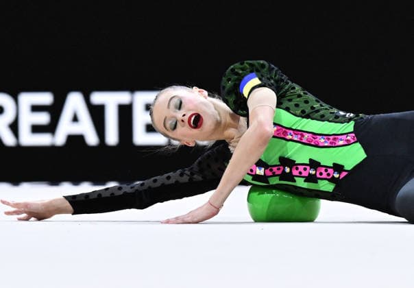 12.08.2026, xhbx, Rhythmische Sportgymnastik Weltmeisterschaft 2026, v.l. Taisilia Onofriichuk (Ukraine) mit Ball (DFL DFB REGULATIONS PROHIBIT ANY USE OF PHOTOGRAPHS as IMAGE SEQUENCES and or QUASI-VIDEO) Frankfurt am Main *** August 12, 2026, xhbx, 2026 Rhythmic Gymnastics World Championships, from left: Taisilia Onofriichuk of Ukraine with a ball. DFL and DFB regulations prohibit any use of photographs as image sequences and or quasi-video. Frankfurt am Main