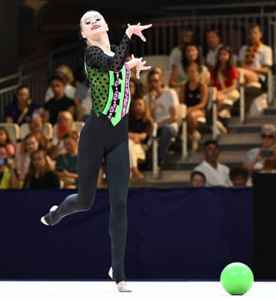 12.08.2026, xhbx, Rhythmische Sportgymnastik Weltmeisterschaft 2026, v.l. Taisilia Onofriichuk (Ukraine) mit Ball (DFL DFB REGULATIONS PROHIBIT ANY USE OF PHOTOGRAPHS as IMAGE SEQUENCES and or QUASI-VIDEO) Frankfurt am Main *** August 12, 2026, xhbx, 2026 Rhythmic Gymnastics World Championships, from left: Taisilia Onofriichuk of Ukraine with a ball. DFL and DFB regulations prohibit any use of photographs as image sequences and or quasi-video. Frankfurt am Main