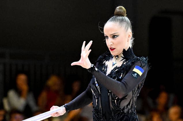 12.08.2026, xhbx, Rhythmische Sportgymnastik Weltmeisterschaft 2026, v.l. Polina Karika (Ukraine) mit Reifen (DFL DFB REGULATIONS PROHIBIT ANY USE OF PHOTOGRAPHS as IMAGE SEQUENCES and or QUASI-VIDEO) Frankfurt am Main *** August 12, 2026, xhbx, 2026 Rhythmic Gymnastics World Championships, from left: Polina Karika of Ukraine with a hoop. DFL and DFB regulations prohibit any use of photographs as image sequences and or quasi-video. Frankfurt am Main