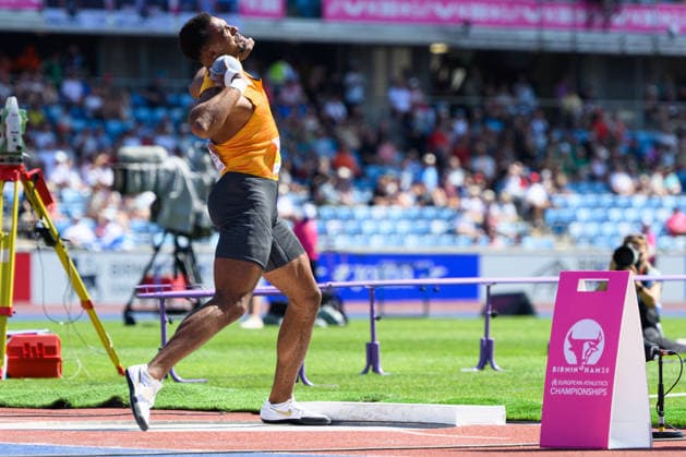 BIRMINGHAM, GREAT BRITAIN - August 12: Leo Neugebauer (Germany) during the decathlon shot put competition during the European Athletics Championships 2026 at Alexander Stadium in Birmingham, Great Britain (Photo by Sven Beyrich Sports Press Photo)  Copyright: xSvenxBeyrich SportsxPressxPhotox Sportspressphoto_SPR204541