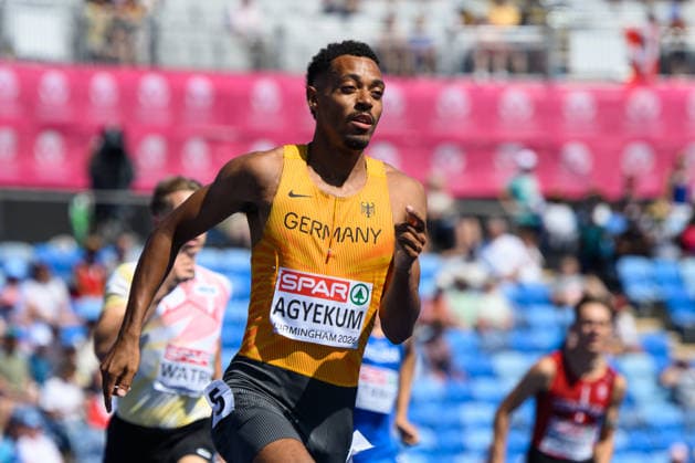 BIRMINGHAM, GREAT BRITAIN - August 12: Emil Agyekum (Germany) during the 400 metres hurdles semi-final during the European Athletics Championships 2026 at Alexander Stadium in Birmingham, Great Britain (Photo by Sven Beyrich Sports Press Photo)  Copyright: xSvenxBeyrich SportsxPressxPhotox Sportspressphoto_SPR204548
