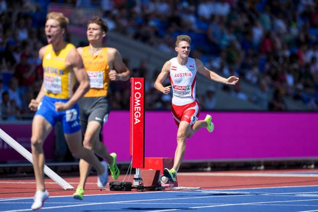 ATHLETICS - European Athletics Championships BIRMINGHAM,ENGLAND,12.AUG.26 - ATHLETICS - European Athletics Championships, 400m hurdles, Men, semifinal. Image shows Niklas Strohmayer Dangl (AUT).  GEPAxpictures xRanjithxKumar