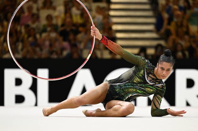 IPA87419427 - Sofia RAFFAELI (ITA) performing the hoop routine during the 42nd Rhythmic gymnastics, Rhythmische Sportgymnastik, RSG World Championships in Frankfurt am Main, Germany, on August 12, 2026  Copyright: xFilippoxTomasi IPAxSportx xx 87419427