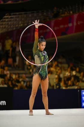 IPA87419430 - Sofia RAFFAELI (ITA) performing the hoop routine during the 42nd Rhythmic gymnastics, Rhythmische Sportgymnastik, RSG World Championships in Frankfurt am Main, Germany, on August 12, 2026  Copyright: xFilippoxTomasi IPAxSportx xx 87419430