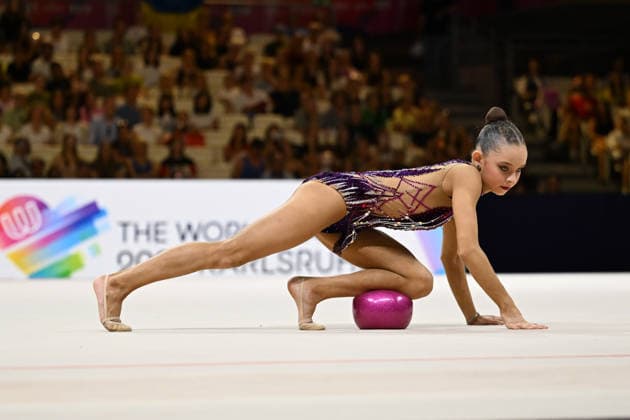 IPA87419434 - Sofiia ILTERIAKOVA, WG2 (RUS), performing her ball routine at the 42nd Rhythmic gymnastics, Rhythmische Sportgymnastik, RSG World Championships in Frankfurt am Main, Germany, on August 12, 2026  Copyright: xFilippoxTomasi IPAxSportx xx 87419434