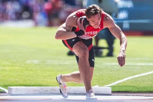 European Athletics Championships; Birmingham, 12.08.2026 BIRMINGHAM, UNITED KINGDOM - AUGUST 12: Nino Portmann (Switzerland) competes in the shot put of the mens decathlon on August 12, 2026 in Birmingham, United Kingdom. *** European Athletics Championships, Birmingham, August 12, 2026 BIRMINGHAM, UNITED KINGDOM AUGUST 12 Nino Portmann of Switzerland competes in the shot put event of the men s decathlon on August 12, 2026, in Birmingham, United Kingdom Copyright: xBEAUTIFULxSPORTS UlfxSchillerx