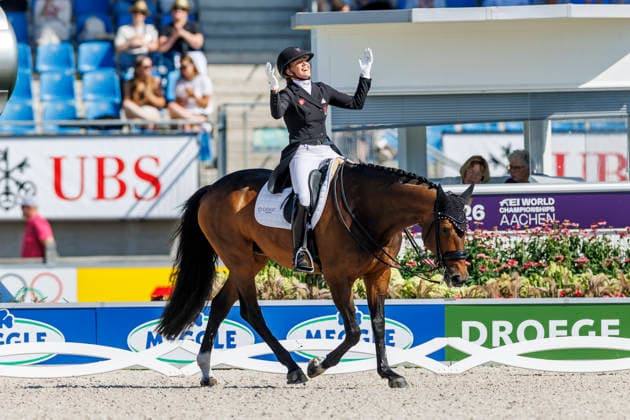 AACHEN - FEI World Championships 2026, AACHEN - FEI World Championships 2026 LAUDRUP-DUFOUR Cathrine (DEN), Mount St John Freestyle FEI Dressage World Championship, WM, Weltmeisterschaft Grand Prix de Dressage Team Finale & Einzelqualifikation Lambertz-Preis Aachen, Reitstadion Soers 12. August 2026 - *** 2026 FEI World Championships in Aachen, Aachen FEI World Championships 2026, Cathrine Laudrup Dufour (DEN), Mount St. John, Freestyle, FEI Dressage World Championship, Grand Prix de Dressage, Team Final, Individual Qualification, Lambertz Prize Aachen, Soers Equestrian Stadium, August 12, 2026
