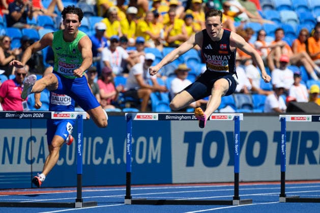 BIRMINGHAM, GREAT BRITAIN - August 12: Karsten Warholm (Norway) during the 400 metres hurdles semi-final during the European Athletics Championships 2026 at Alexander Stadium in Birmingham, Great Britain (Photo by Sven Beyrich Sports Press Photo)  Copyright: xSvenxBeyrich SportsxPressxPhotox Sportspressphoto_SPR204586