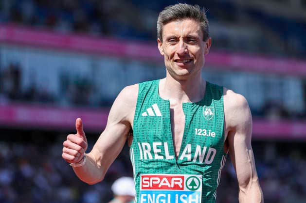 27th European Athletics Championships - Birmingham 2026: Day Three Ireland s English Mark gives a thumbs up during Day Three of the 2026 European Athletics Championships at the Alexander Stadium, Perry Bar, Birmingham, England. Perry Bar Birmingham United Kingdom  Copyright: xMIxNewsx originalFilename:fletcher-european260812_npMGJ.jpg