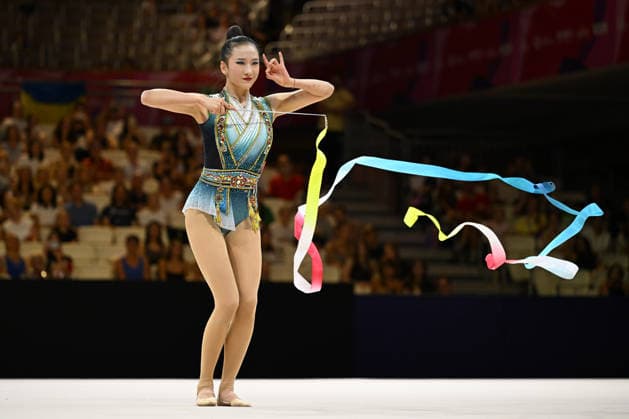 IPA87419761 - WANG Zilu (CHN) performing her ribbon routine during the 42nd Rhythmic gymnastics, Rhythmische Sportgymnastik, RSG World Championships in Frankfurt am Main, Germany, on August 12, 2026  Copyright: xFilippoxTomasi IPAxSportx xx 87419761