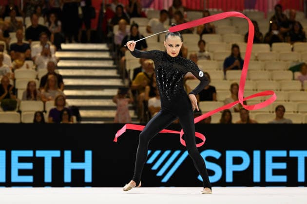 IPA87419764 - Mariia WG2 Borisova (RUS) performing her ribbon routine at the 42nd Rhythmic gymnastics, Rhythmische Sportgymnastik, RSG World Championships in Frankfurt am Main, Germany, on August 12, 2026  Copyright: xFilippoxTomasi IPAxSportx xx 87419764