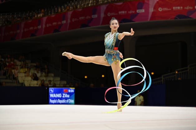 IPA87419766 - WANG Zilu (CHN) performing her ribbon routine during the 42nd Rhythmic gymnastics, Rhythmische Sportgymnastik, RSG World Championships in Frankfurt am Main, Germany, on August 12, 2026  Copyright: xFilippoxTomasi IPAxSportx xx 87419766