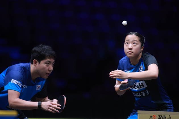 2026 WTT Europe Smash - Sweden - Main Draw - 12 August 2026 - Day 3 Shin Yubin and Lim Jonghoon of South Korea compete against Anders Lind and Anna Hursey of Denmark and Wales during the Mixed Doubles Round of 16 at the 2026 Europe Smash at the Malmo Arena in Malmo, Sweden, on August 11, 2026. Malmo Sweden  Copyright: xRemyxGrosx originalFilename:gros-europesm260812_np85T.jpg