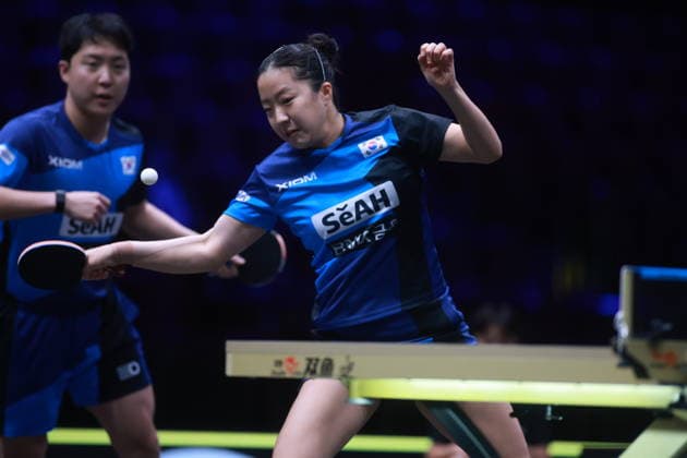 2026 WTT Europe Smash - Sweden - Main Draw - 12 August 2026 - Day 3 Shin Yubin and Lim Jonghoon of South Korea compete against Anders Lind and Anna Hursey of Denmark and Wales during the Mixed Doubles Round of 16 at the 2026 Europe Smash at the Malmo Arena in Malmo, Sweden, on August 11, 2026. Malmo Sweden  Copyright: xRemyxGrosx originalFilename:gros-europesm260812_npSpA.jpg