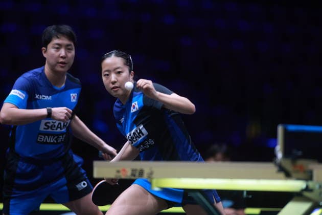 2026 WTT Europe Smash - Sweden - Main Draw - 12 August 2026 - Day 3 Shin Yubin and Lim Jonghoon of South Korea compete against Anders Lind and Anna Hursey of Denmark and Wales during the Mixed Doubles Round of 16 at the 2026 Europe Smash at the Malmo Arena in Malmo, Sweden, on August 11, 2026. Malmo Sweden  Copyright: xRemyxGrosx originalFilename:gros-europesm260812_npVYr.jpg