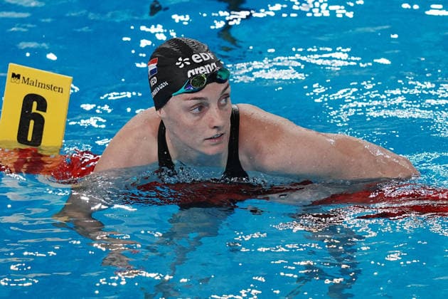 Marrit Steenbergen from Nederland 50 back at the Swimming European Aquatics Championships Paris 2026, Paris, August 12, 2026 .  Copyright: xGianxMattiaxD Alberto LaPressex