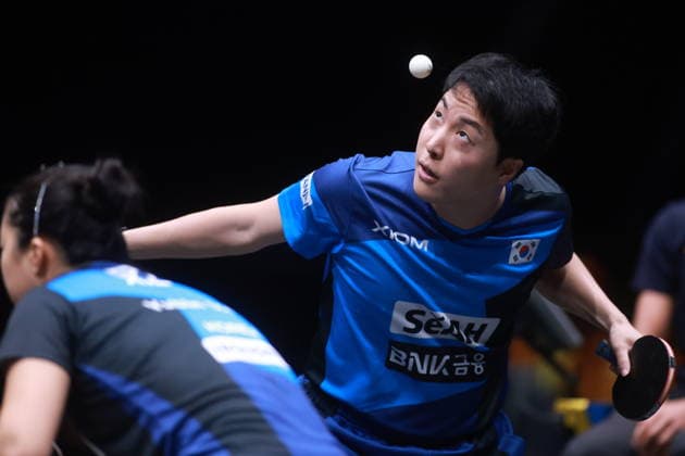 2026 WTT Europe Smash - Sweden - Main Draw - 12 August 2026 - Day 3 Shin Yubin and Lim Jonghoon of South Korea compete against Anders Lind and Anna Hursey of Denmark and Wales during the Mixed Doubles Round of 16 at the 2026 Europe Smash at the Malmo Arena in Malmo, Sweden, on August 11, 2026. Malmo Sweden  Copyright: xRemyxGrosx originalFilename:gros-europesm260812_np0FX.jpg