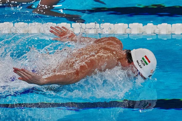 Kristof Milak from Hungary 100 fly at the Swimming European Aquatics Championships Paris 2026, Paris, August 12, 2026 .  Copyright: xGianxMattiaxD Alberto LaPressex