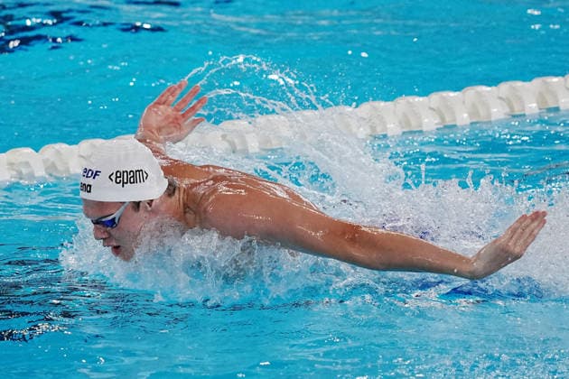 Hubert Kos from Hungary 100 fly at the Swimming European Aquatics Championships Paris 2026, Paris, August 12, 2026 .  Copyright: xGianxMattiaxD Alberto LaPressex