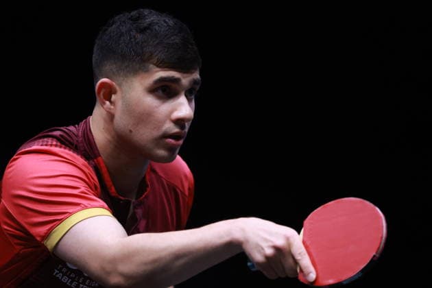 2026 WTT Europe Smash - Sweden - Main Draw - 12 August 2026 - Day 3 Kanak Jha of the United States competes against Fang Bo of Kazakhstan during the Men s Singles Round of 64 at the 2026 Europe Smash at the Malmo Arena in Malmo, Sweden, on August 11, 2026. Malmo Sweden  Copyright: xRemyxGrosx originalFilename:gros-europesm260812_npc41.jpg