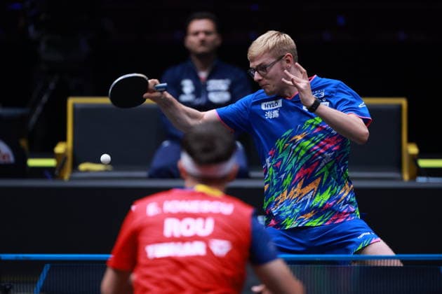 2026 WTT Europe Smash - Sweden - Main Draw - 12 August 2026 - Day 3 Felix Lebrun of France competes against Eduard Ionescu of Romania during the Men s Singles Round of 64 at the 2026 Europe Smash at the Malmo Arena in Malmo, Sweden, on August 11, 2026. Malmo Sweden  Copyright: xRemyxGrosx originalFilename:gros-europesm260812_np8n7.jpg